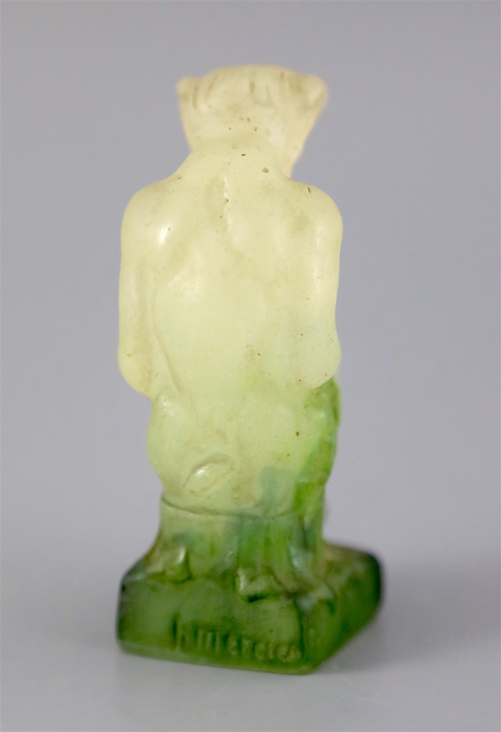 An Amalric Walter pate de verre seated figure of Pan, 9.2cm high